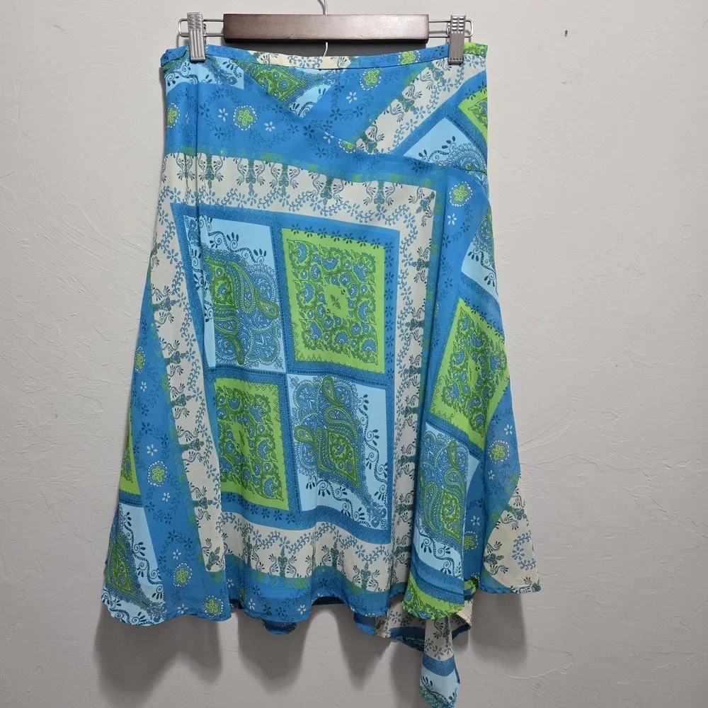 Y2K Fairy NWT Nine & Company Messina Skirt Size 8 Blue‎ Green Asymmetrical
